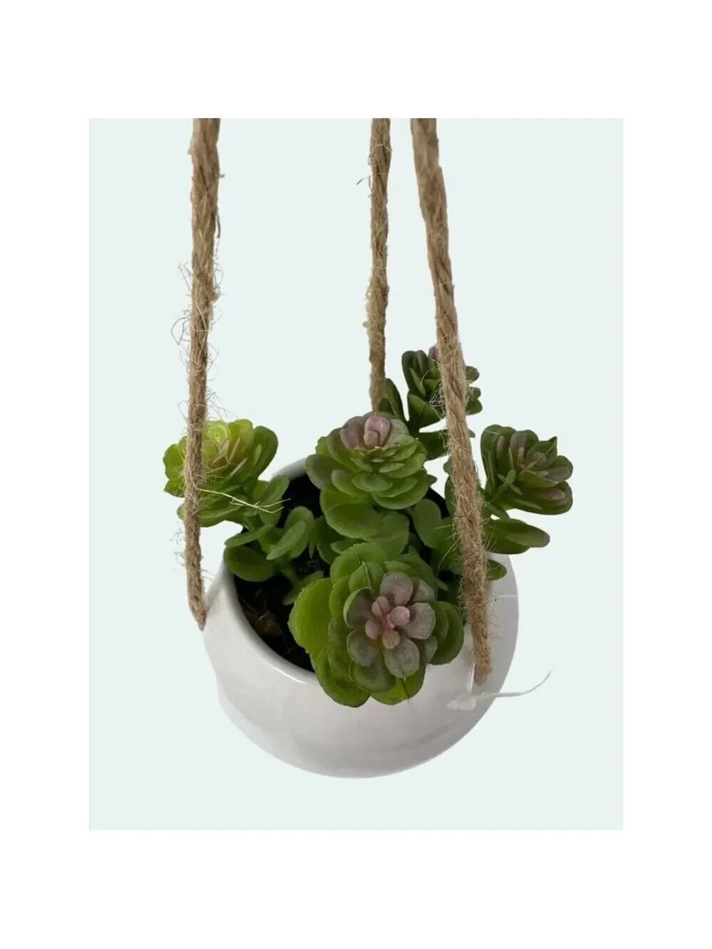 Plant Artificial Hanging Miniature Succulent Plant Faux Fake Ceramic Green White